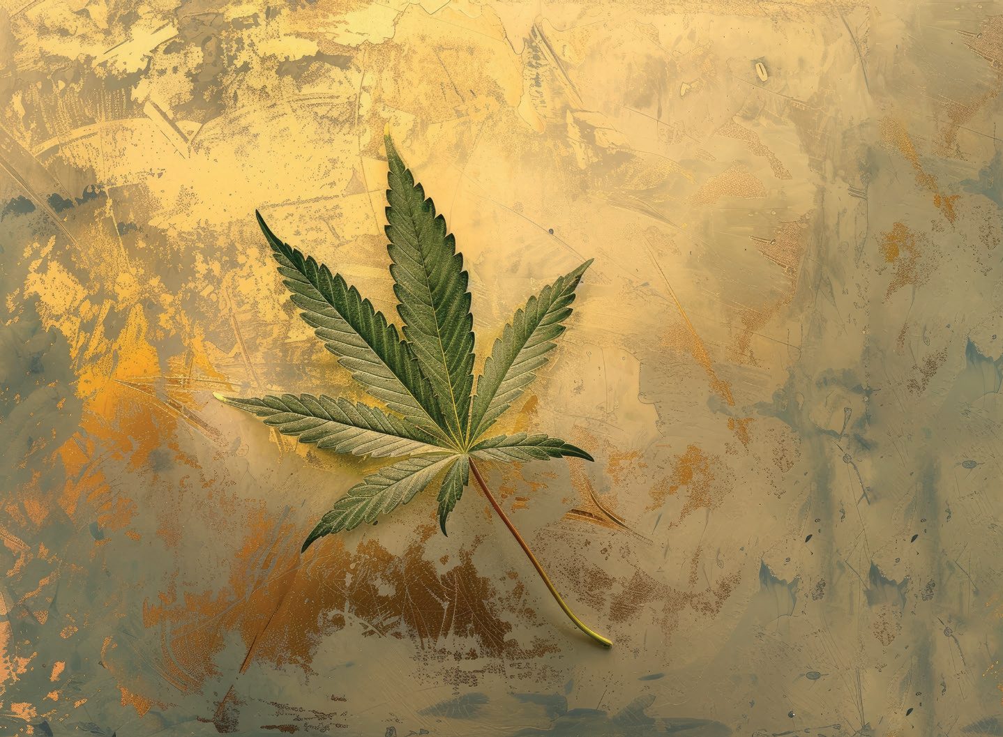 Folha de Cannabis sativa sobre fundo texturizado